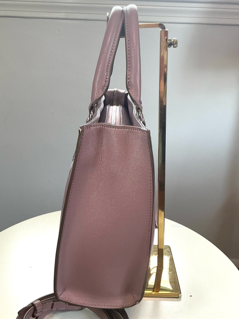 Anne Klein East/West Horsebit Satchel Crossbody Bag Rose Pink EUC - Picture 7 of 16